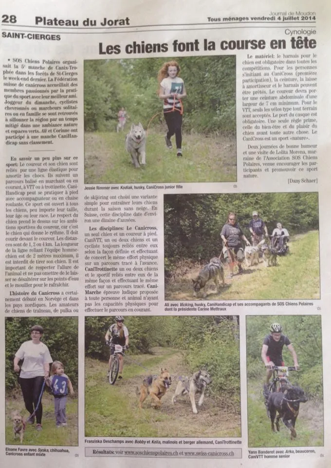Journal de Moudon — « Les chiens font la course en tête » (2014)